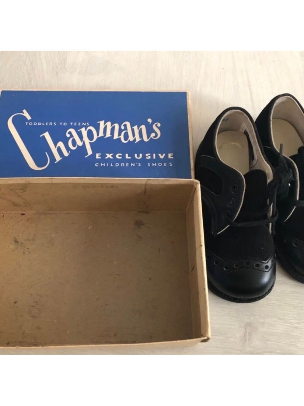 Vintage Boys Shoes Chapmans Exclusive Deluxe NIB Mid Century Oxfords Staging - Picture 2 of 12
